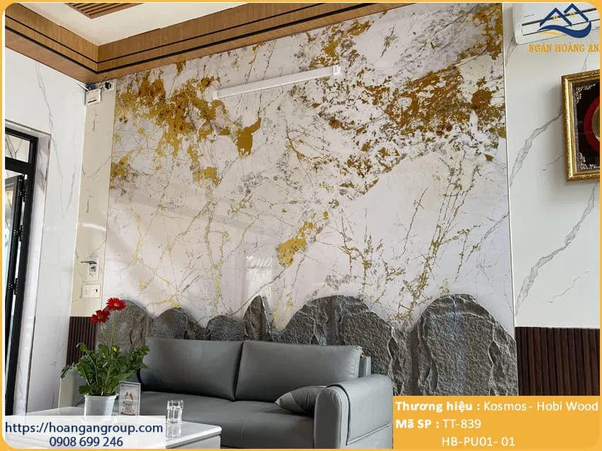 Tấm Ốp Sợi Than Tre Pandora Dát Vàng Kosmos TT-839